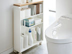 Yamazakiのハンドル付きタワー型スリムトイレラック、浴室用収納家具