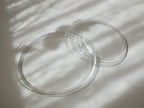 トレンドグラス イエナの透明ホウケイ酸ガラス製Glass Plate。小、中、大の各サイズが揃った食卓用ガラスプレート